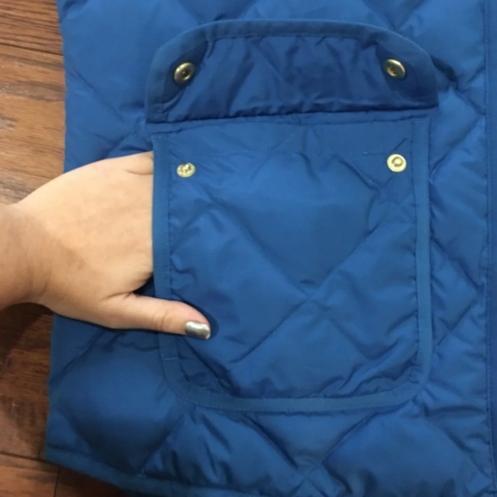 J. Crew Women’s Excursion Quilted Down Puffer Vest Royal Blue Size Large